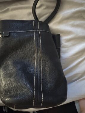 Black Leather Hobo Bag with Front Zip Pocket